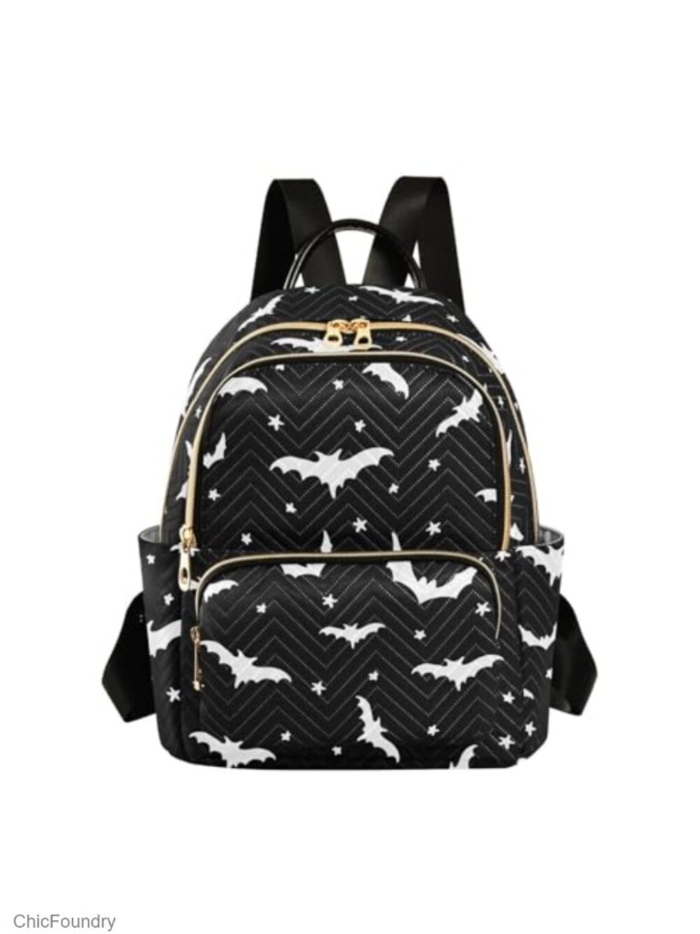 Halloween Bat Mini Backpack Purse Women Quilted Daypack Shoulder Handbag